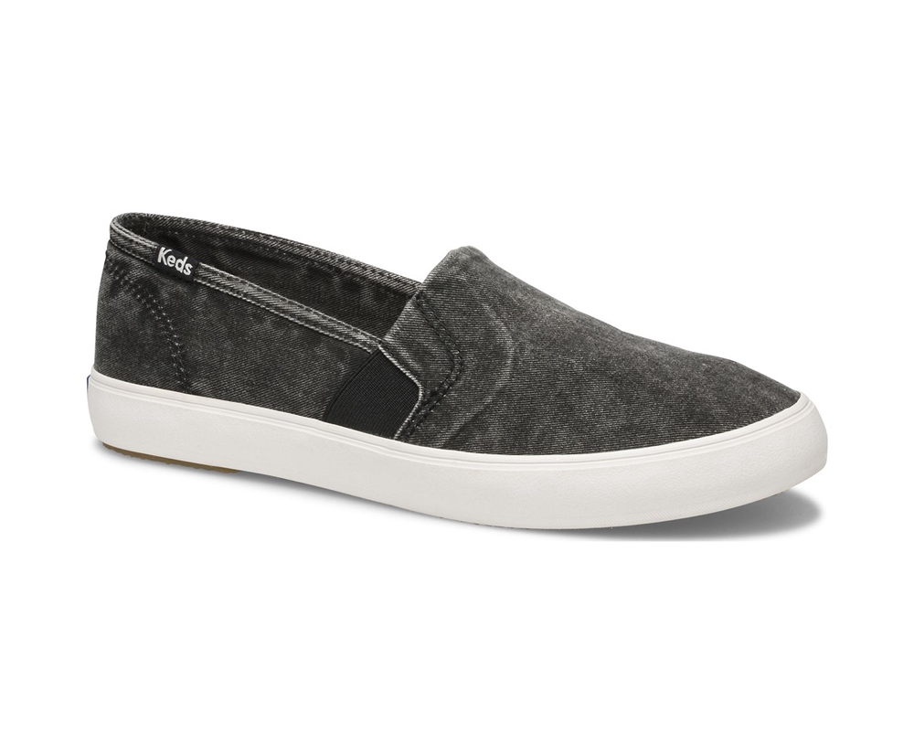 Slip Ons Keds Femme Noir - Clipper Washed Solids - 406-YFUDHK